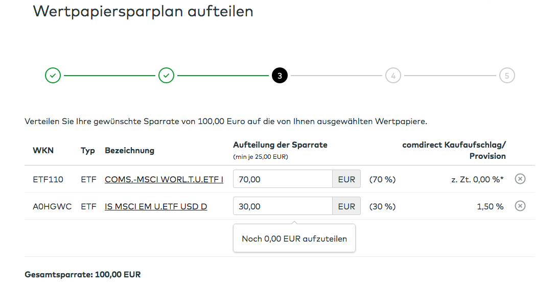 ETF-Sparplan bei der Comdirect