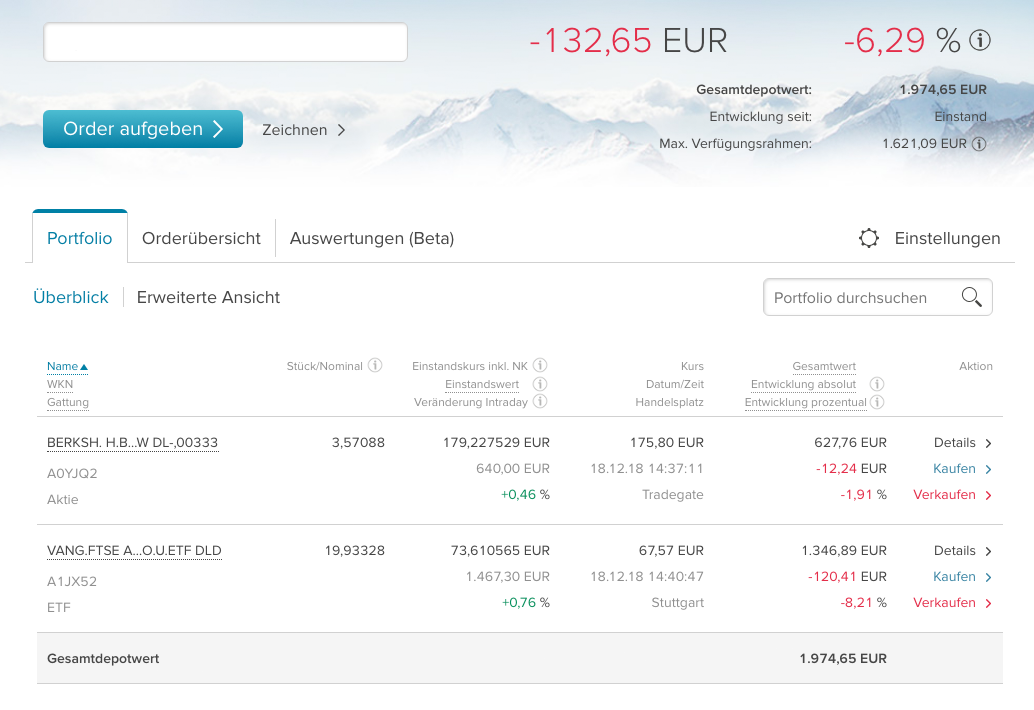 ETF Sparplan – Dezember 2018 bei der Consors