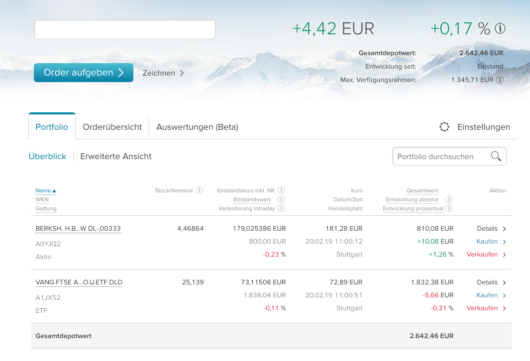 ETF Sparplan - Januar 2019 bei der Consors